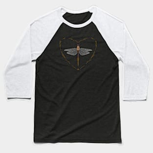 Delicate Dragonfly Heart Design Baseball T-Shirt